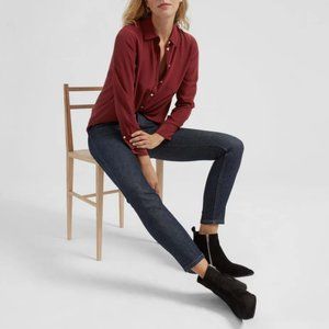 Everlane Relaxed Silk Shirt in burgundy, size 4